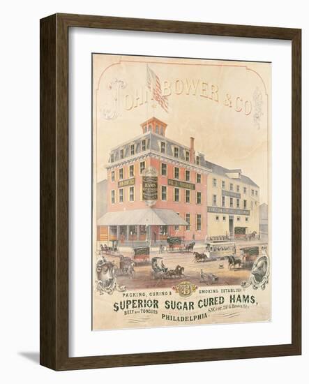 Poster Advertising 'John Bower and Co. Superior Sugar Cured Hams'-null-Framed Giclee Print