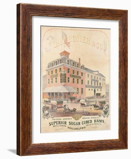 Poster Advertising 'John Bower and Co. Superior Sugar Cured Hams'-null-Framed Giclee Print