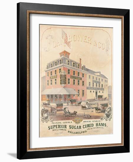 Poster Advertising 'John Bower and Co. Superior Sugar Cured Hams'-null-Framed Giclee Print