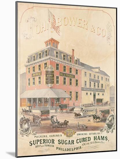 Poster Advertising 'John Bower and Co. Superior Sugar Cured Hams'-null-Mounted Giclee Print