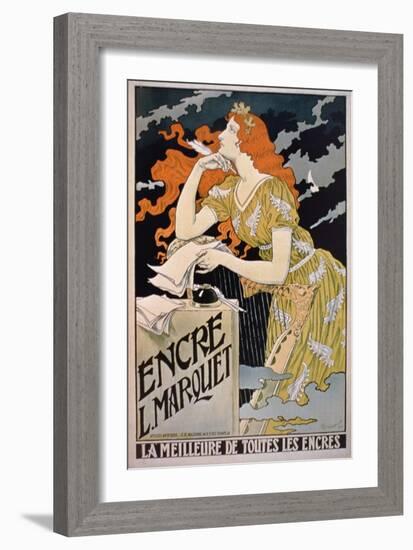 Poster Advertising 'L. Marquet Ink, the Best of All Inks', 1892 (Colour Litho)-Franz Grassel-Framed Giclee Print