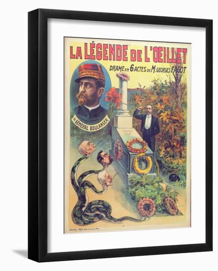 Poster Advertising 'La Legende De L'Oeillet', a Play by Georges Fagot (Colour Litho)-Candido Aragonez de Faria-Framed Giclee Print