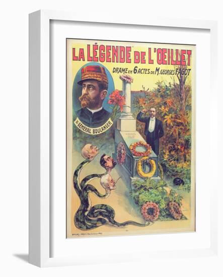 Poster Advertising 'La Legende De L'Oeillet', a Play by Georges Fagot (Colour Litho)-Candido Aragonez de Faria-Framed Giclee Print