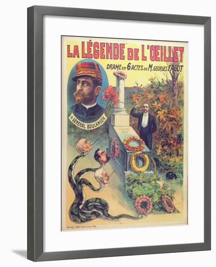 Poster Advertising 'La Legende De L'Oeillet', a Play by Georges Fagot (Colour Litho)-Candido Aragonez de Faria-Framed Giclee Print