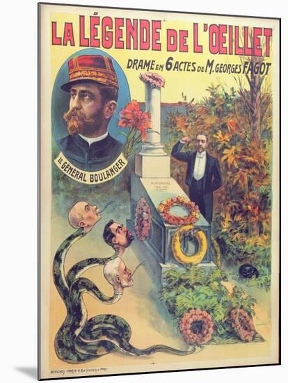 Poster Advertising 'La Legende De L'Oeillet', a Play by Georges Fagot (Colour Litho)-Candido Aragonez de Faria-Mounted Giclee Print