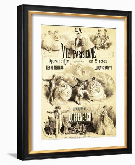Poster Advertising "La Vie Parisienne," an Operetta by Jacques Offenbach 1886-Jules Chéret-Framed Giclee Print