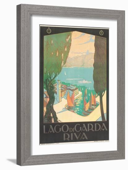 Poster Advertising Lago Di Garda, Riva, C. 1926-Antonio Simeoni-Framed Giclee Print