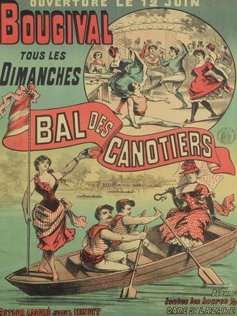 Poster Advertising "Le Bal des Canotiers" at Bougival, circa 1875' Giclee  Print | Art.com
