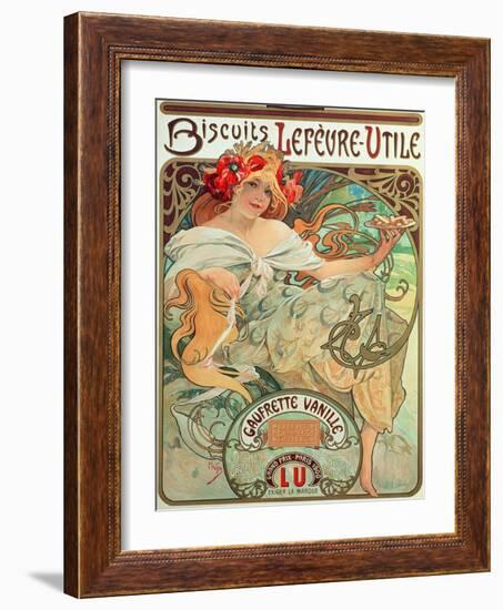 Poster Advertising 'Lefevre-Utile' Biscuits, 1896-Alphonse Mucha-Framed Premium Giclee Print