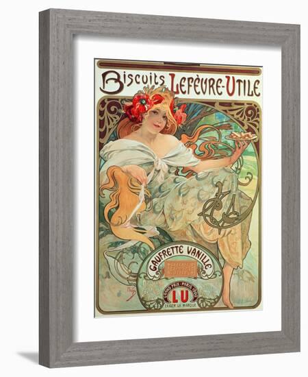 Poster Advertising 'Lefevre-Utile' Biscuits, 1896-Alphonse Mucha-Framed Giclee Print