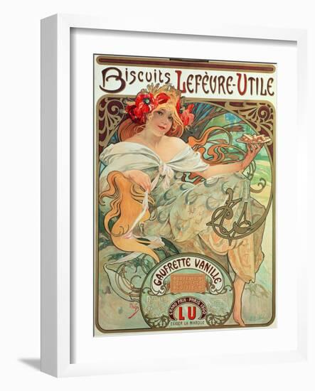 Poster Advertising 'Lefevre-Utile' Biscuits, 1896-Alphonse Mucha-Framed Giclee Print