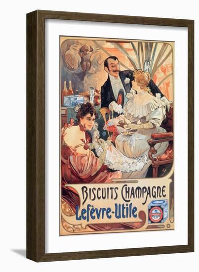 Poster Advertising 'Lefevre-Utile' Champagne Biscuits, 1896-Alphonse Mucha-Framed Giclee Print