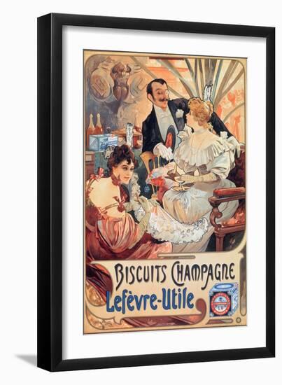 Poster Advertising 'Lefevre-Utile' Champagne Biscuits, 1896-Alphonse Mucha-Framed Giclee Print