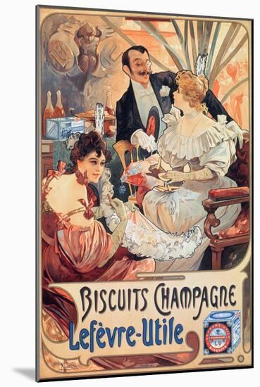 Poster Advertising 'Lefevre-Utile' Champagne Biscuits, 1896-Alphonse Mucha-Mounted Giclee Print