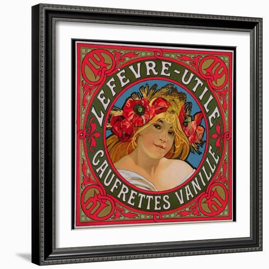 Poster Advertising 'Lefevre-Utile Gauffrettes Vanille', 1897-Alphonse Mucha-Framed Giclee Print