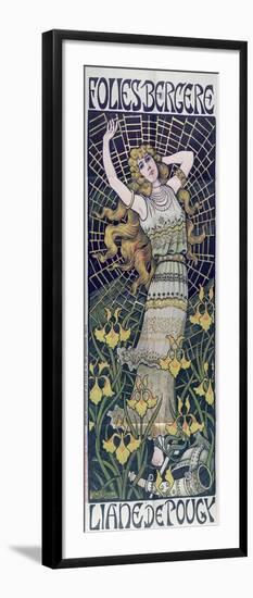 Poster Advertising Liane de Pougy at the Folies-Bergere, Paris, End of 19th Century-Paul Berthon-Framed Giclee Print