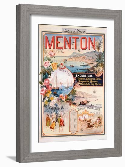 Poster Advertising Menton as a Winter Resort-V. Nozeran-Framed Giclee Print