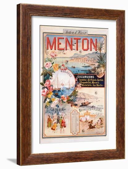 Poster Advertising Menton as a Winter Resort-V. Nozeran-Framed Giclee Print