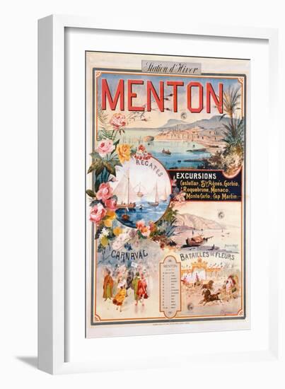 Poster Advertising Menton as a Winter Resort-V. Nozeran-Framed Giclee Print
