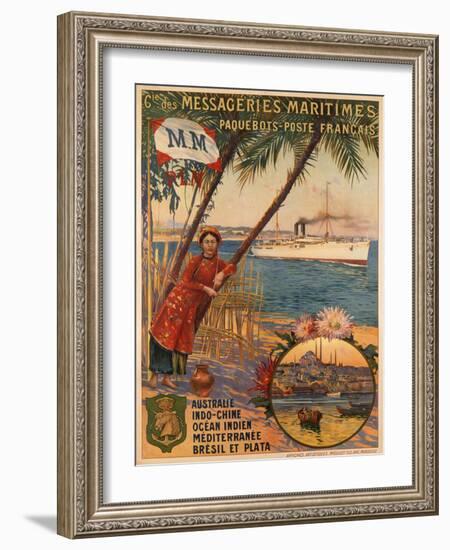 Poster Advertising Messageries Maritimes-null-Framed Photographic Print