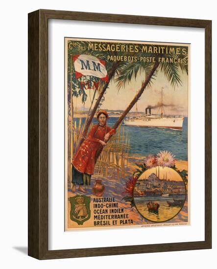 Poster Advertising Messageries Maritimes-null-Framed Photographic Print