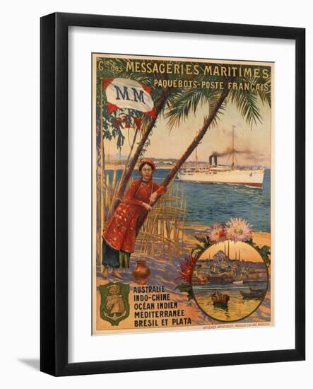 Poster Advertising Messageries Maritimes-null-Framed Photographic Print
