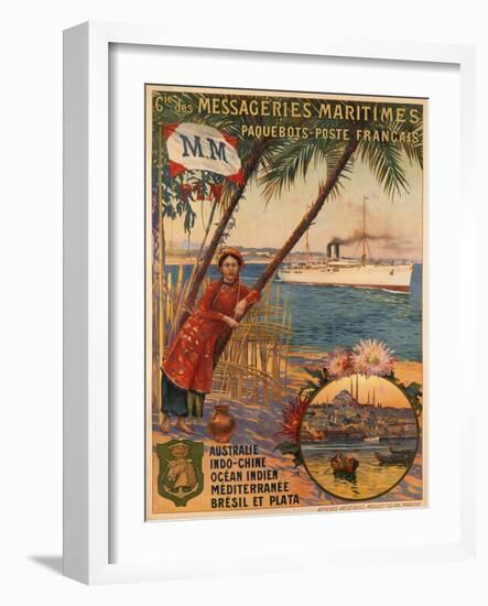 Poster Advertising Messageries Maritimes-null-Framed Photographic Print