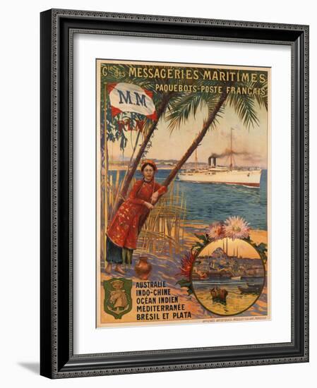 Poster Advertising Messageries Maritimes-null-Framed Photographic Print