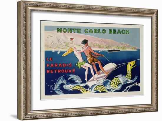 Poster Advertising Monte Carlo Beach, Printed by Draeger, Paris, C.1932 (Colour Litho)-Sem-Framed Giclee Print