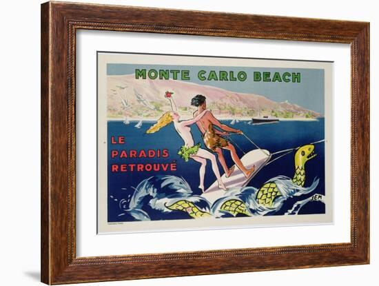 Poster Advertising Monte Carlo Beach, Printed by Draeger, Paris, C.1932 (Colour Litho)-Sem-Framed Giclee Print