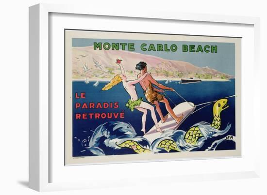 Poster Advertising Monte Carlo Beach, Printed by Draeger, Paris, C.1932 (Colour Litho)-Sem-Framed Giclee Print