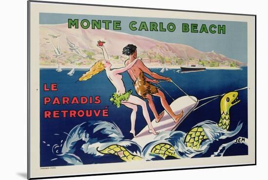 Poster Advertising Monte Carlo Beach, Printed by Draeger, Paris, C.1932 (Colour Litho)-Sem-Mounted Giclee Print