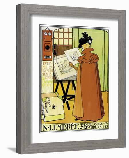 Poster Advertising 'N. Lembree' Art Shop, Brussels, 1898-Théo van Rysselberghe-Framed Giclee Print