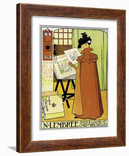 Poster Advertising 'N. Lembree' Art Shop, Brussels, 1898-Théo van Rysselberghe-Framed Giclee Print