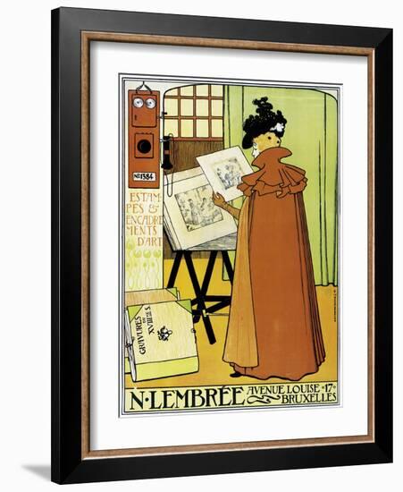 Poster Advertising 'N. Lembree' Art Shop, Brussels, 1898-Théo van Rysselberghe-Framed Giclee Print