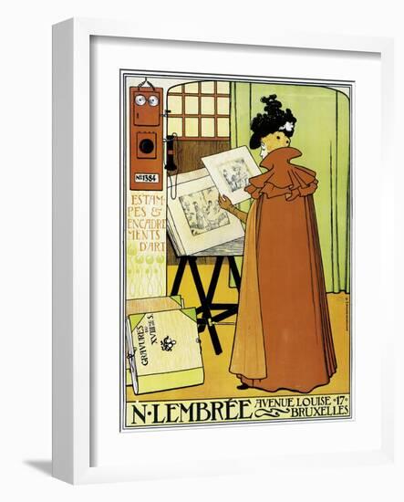 Poster Advertising 'N. Lembree' Art Shop, Brussels, 1898-Théo van Rysselberghe-Framed Giclee Print