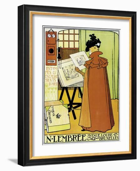 Poster Advertising 'N. Lembree' Art Shop, Brussels, 1898-Théo van Rysselberghe-Framed Giclee Print