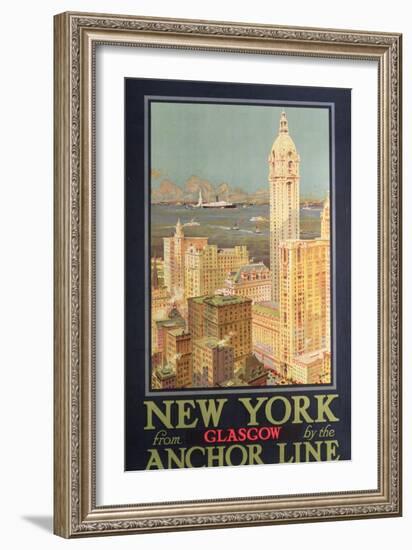 Poster Advertising New York from Glasgow by the 'Anchor Line'-null-Framed Giclee Print