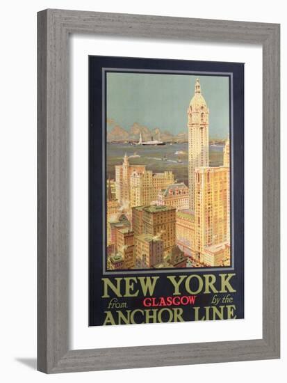 Poster Advertising New York from Glasgow by the 'Anchor Line'-null-Framed Giclee Print