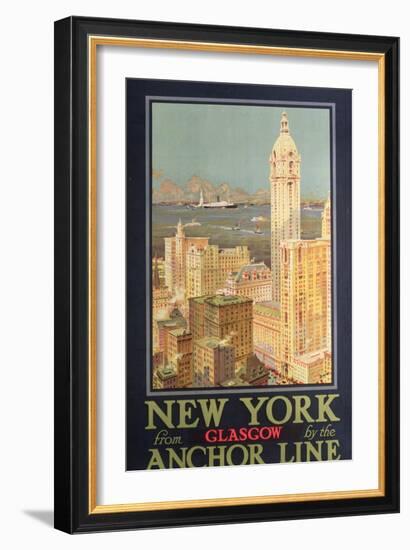 Poster Advertising New York from Glasgow by the 'Anchor Line'-null-Framed Giclee Print