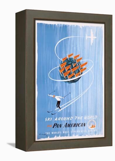 Poster Advertising 'Pan American' Flights to Skiing Destinations, 1956-null-Framed Premier Image Canvas