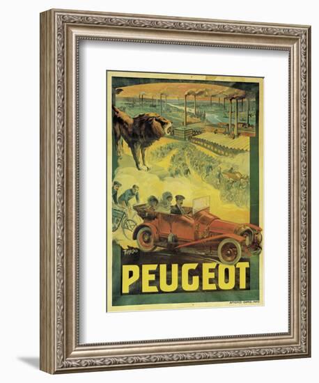 Poster Advertising Peugeot Cars, c.1908-Francisco Tamagno-Framed Giclee Print