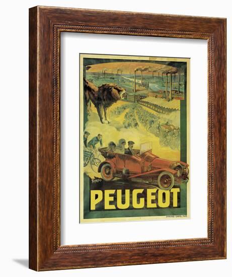 Poster Advertising Peugeot Cars, c.1908-Francisco Tamagno-Framed Giclee Print