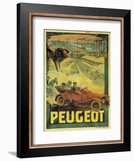 Poster Advertising Peugeot Cars, c.1908-Francisco Tamagno-Framed Giclee Print