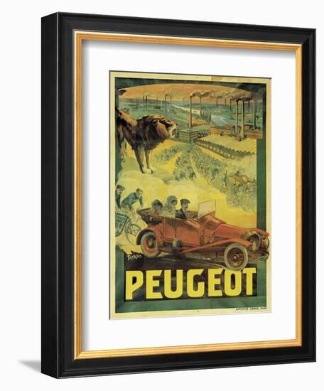 Poster Advertising Peugeot Cars, c.1908-Francisco Tamagno-Framed Giclee Print