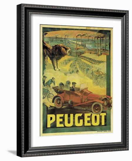 Poster Advertising Peugeot Cars, c.1908-Francisco Tamagno-Framed Giclee Print