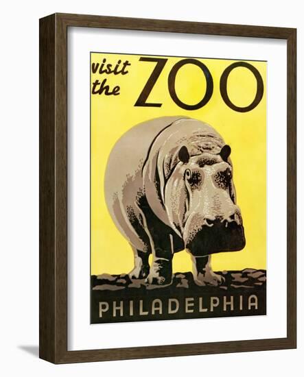 Poster Advertising Philadelphia Zoo, 1938-null-Framed Premium Giclee Print