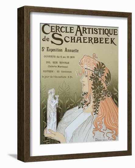 Poster Advertising Schaerbeek's Artistic Circle, Fifth Annual Exhibition, Galerie Manteau, 1897-Privat Livemont-Framed Giclee Print