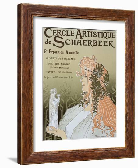 Poster Advertising Schaerbeek's Artistic Circle, Fifth Annual Exhibition, Galerie Manteau, 1897-Privat Livemont-Framed Giclee Print