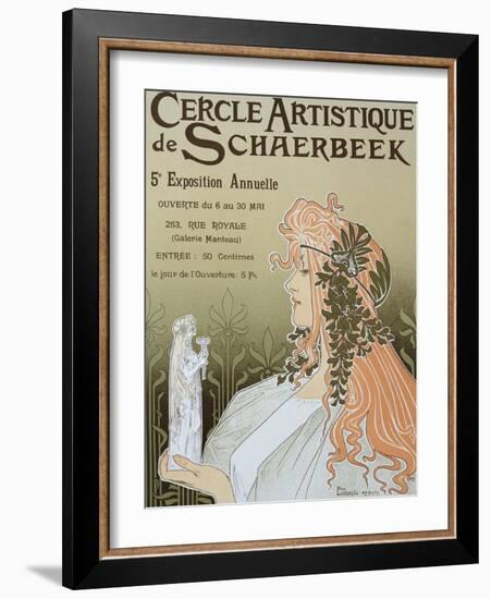 Poster Advertising Schaerbeek's Artistic Circle, Fifth Annual Exhibition, Galerie Manteau, 1897-Privat Livemont-Framed Giclee Print